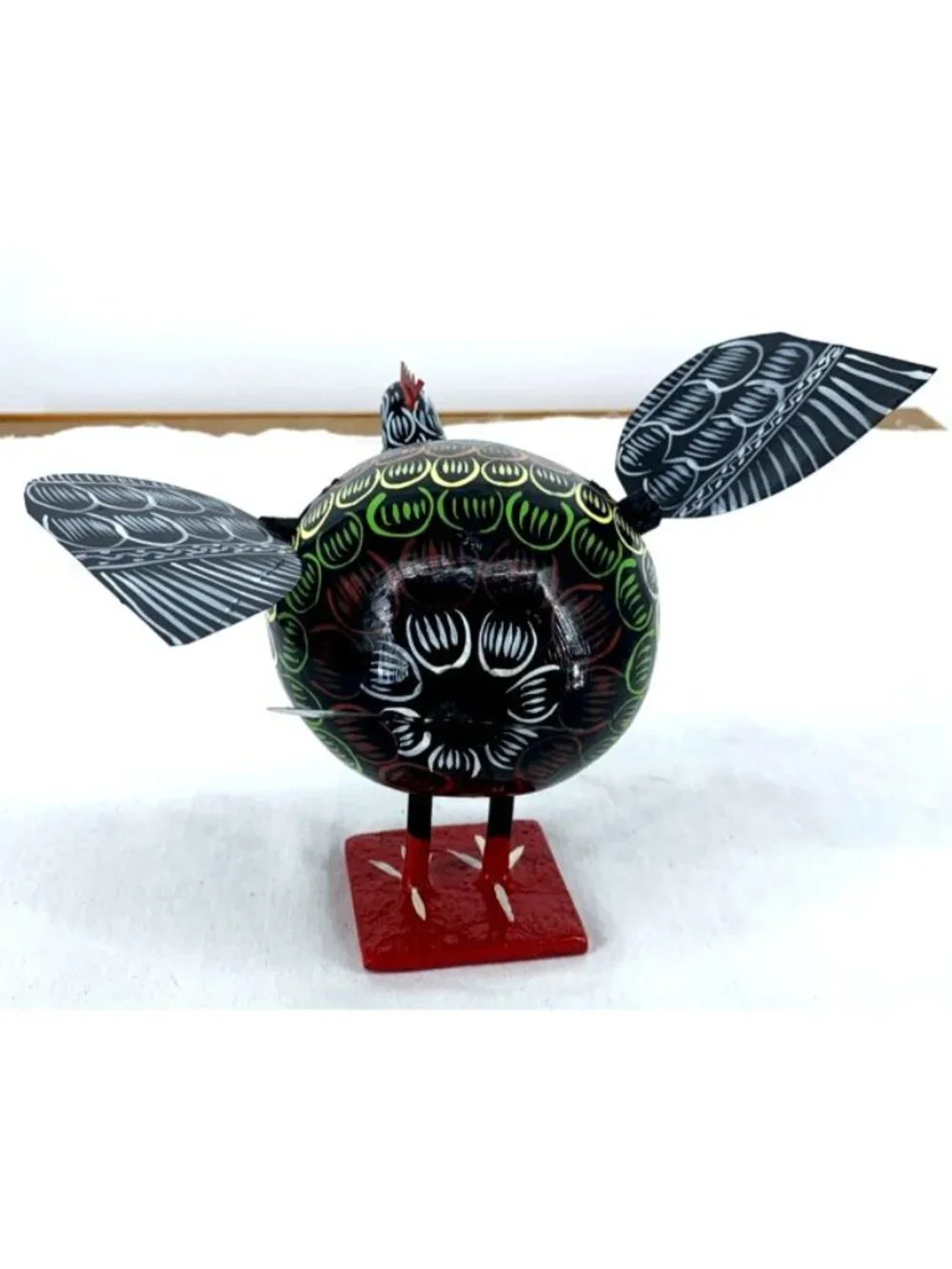 Alebrije Turkey Hand Painted Wood Carving Oaxacan Folk Art Nodder Bobblehead 5.5